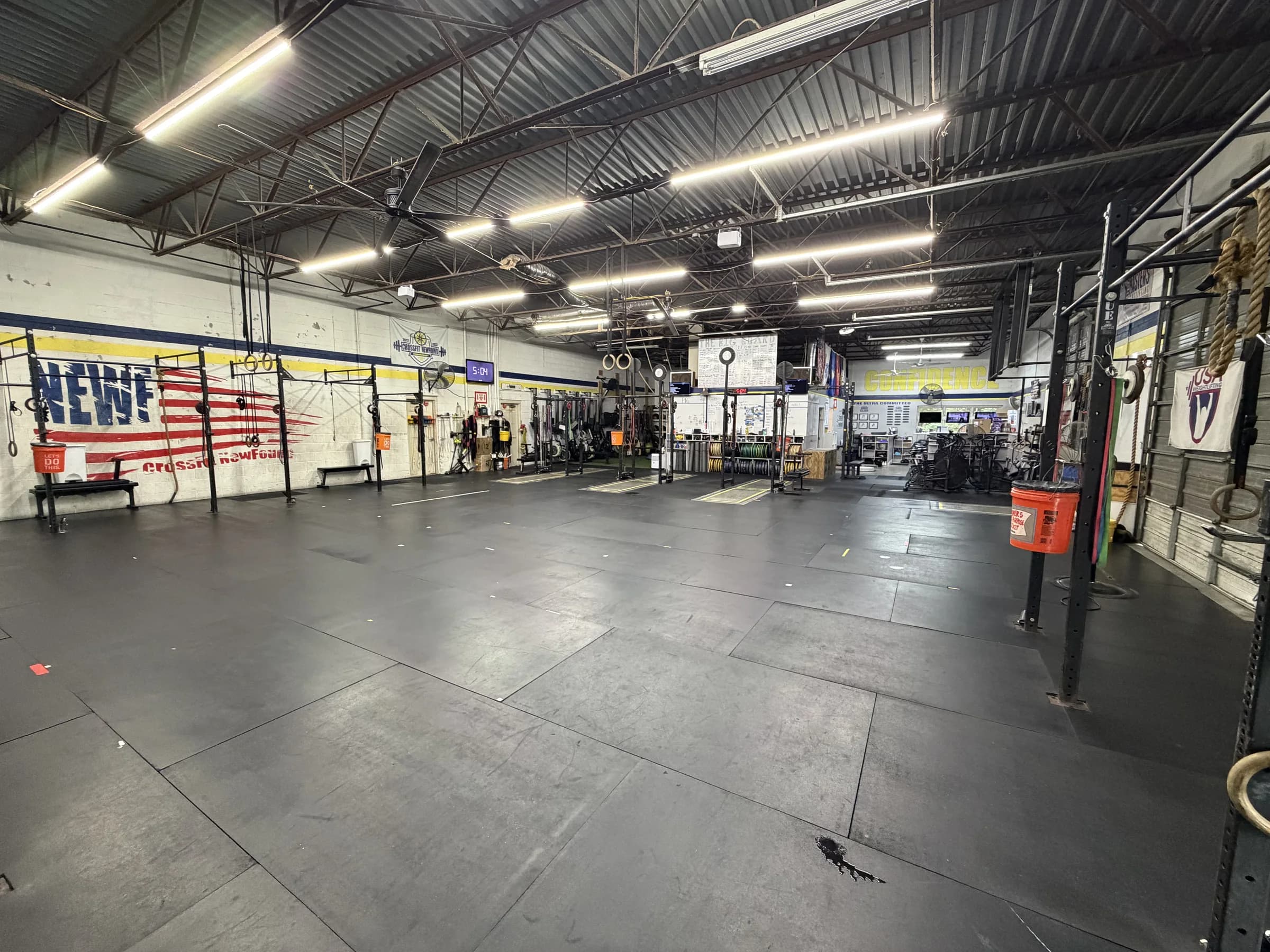 Wide view of the CrossFit NewFound training floor