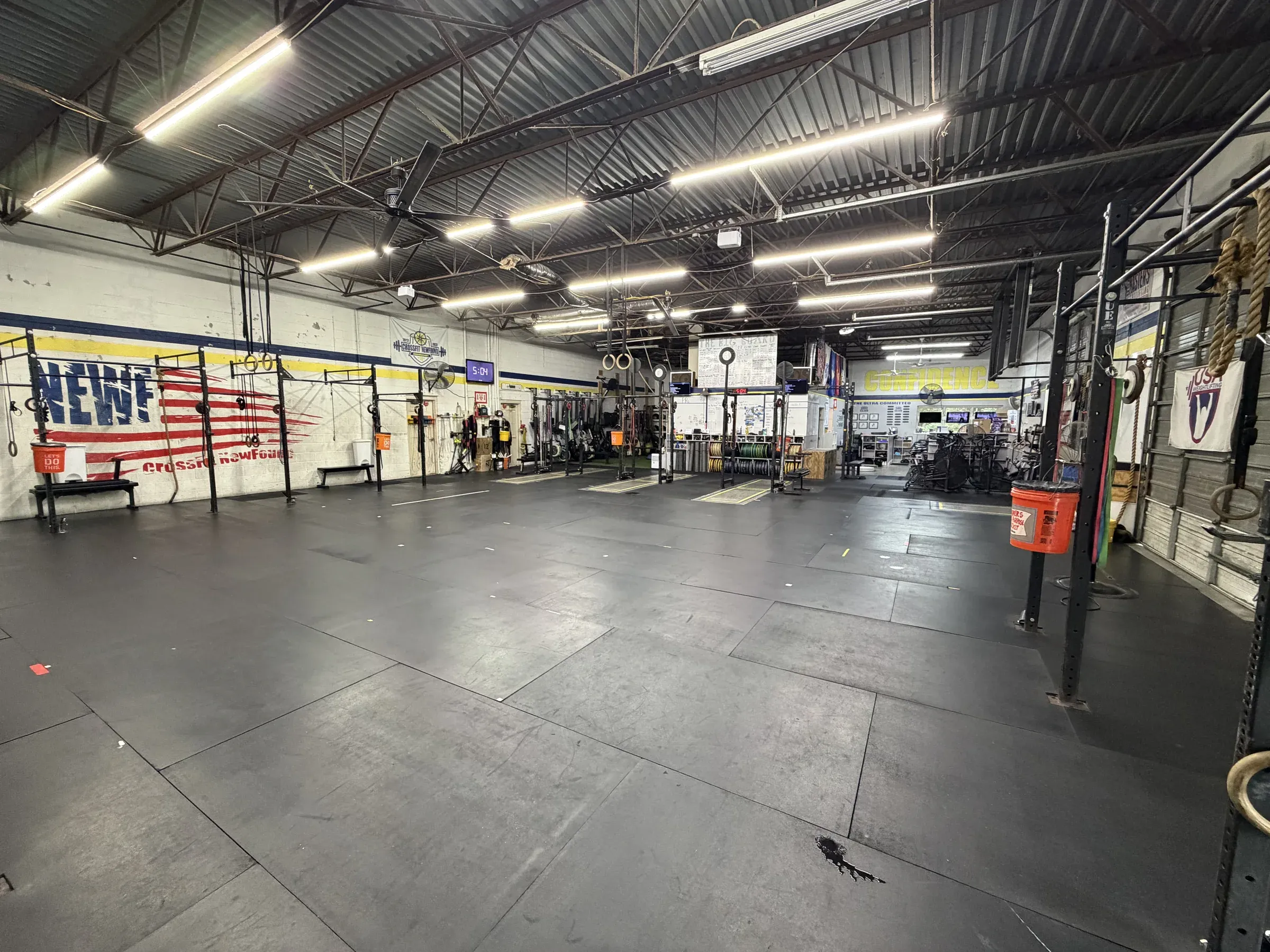 Wide view of the CrossFit NewFound training floor